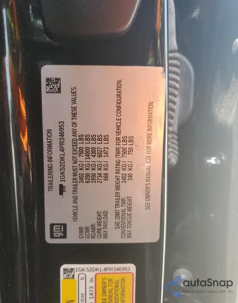 2023 GMC Yukon Denali from USA, damaged, VIN 1GKS2DKL4PR346953